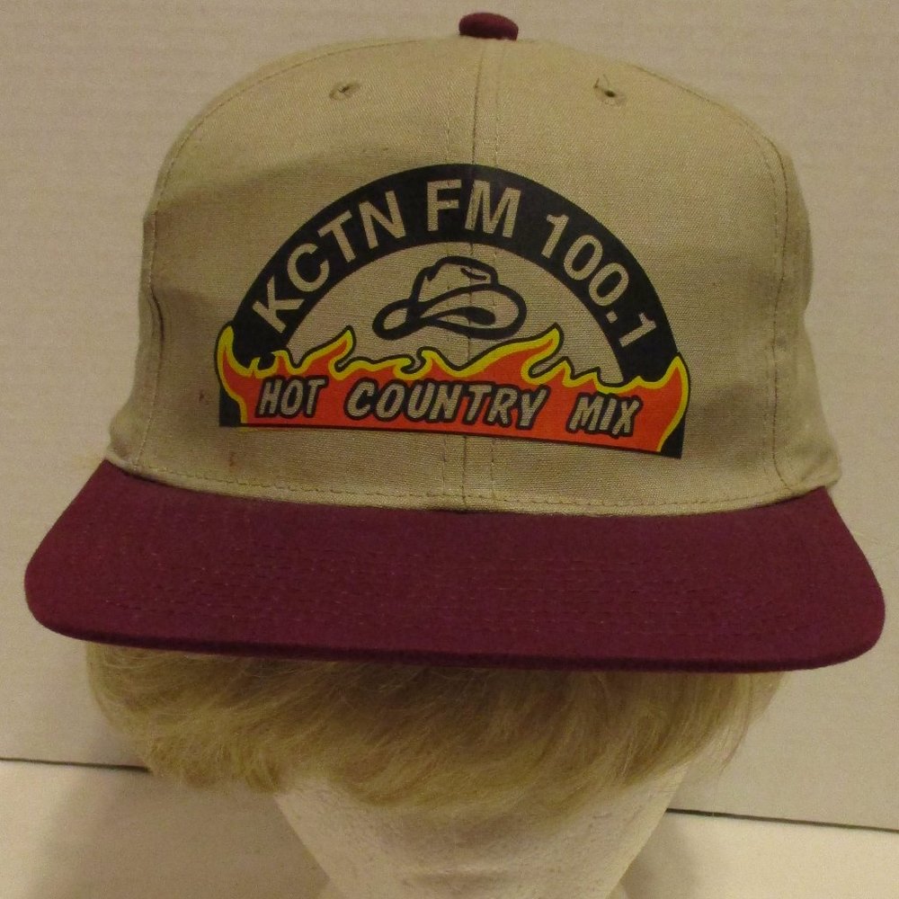 Country Music Mix Hat Local Radio Station Purple Tan Black Snapback Hat